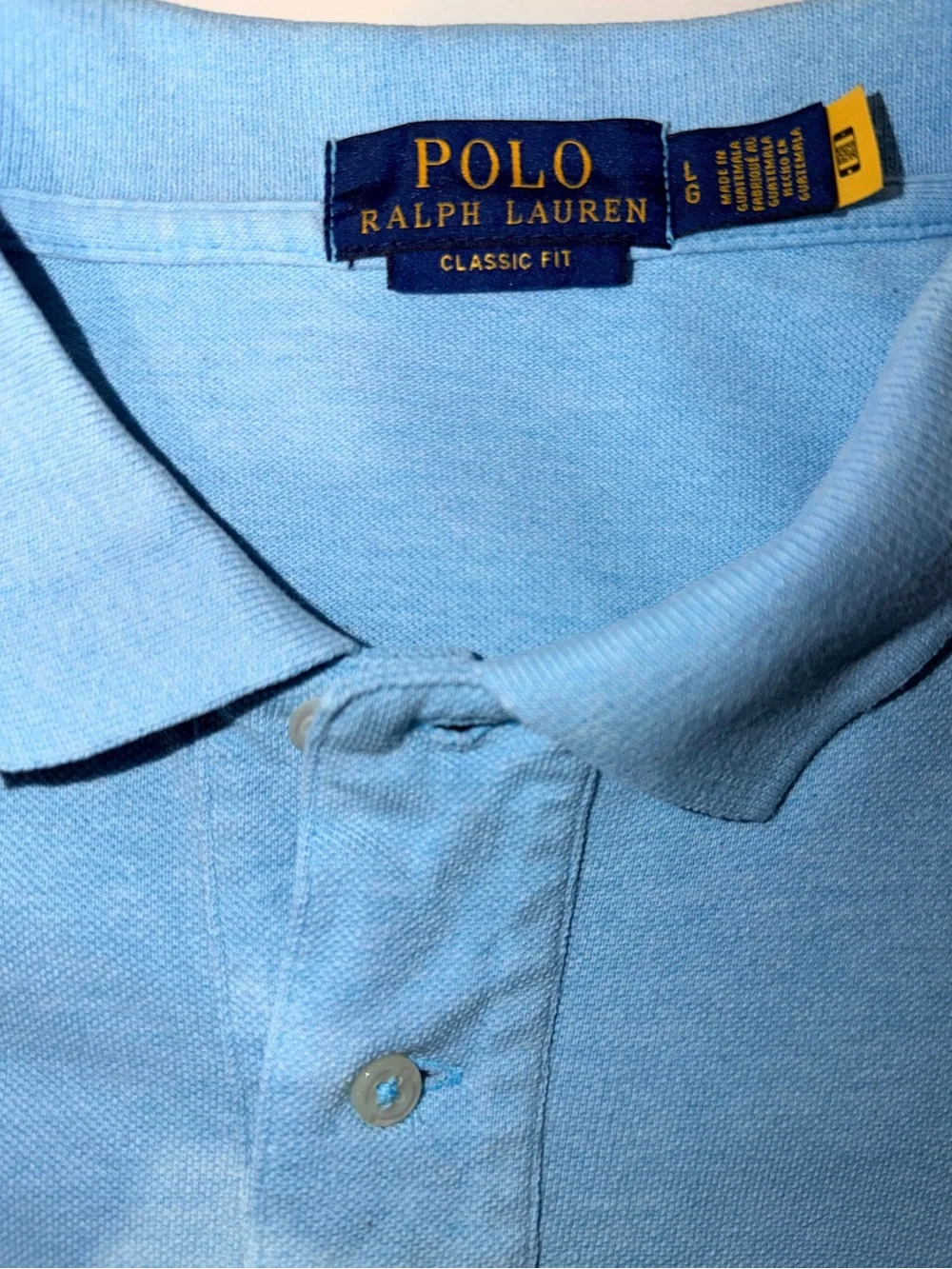 Polo Ralph Lauren Classic Fit Mesh Polo Shirt Light Blue Purple Pony Men’s Large